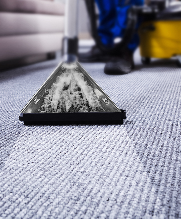 a person using a carpet cleaner to remove dirt from a carpet 
