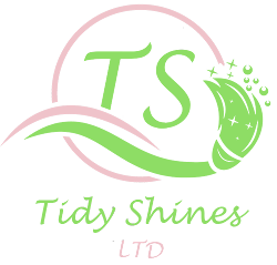 the tidy shine LTD logo - the initials of the company in a circle with a sparkly broom